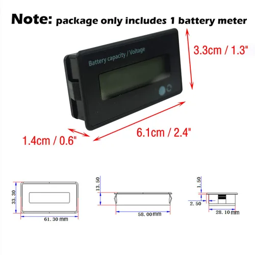 Miniatura 2 de Medidor de batería DC de 12V 24V 36V 48V 72V, indicador medidor monitor de voltaje de capacidad de la batería, probador de batería de ácido-plomo e