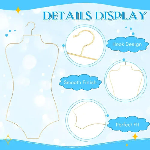 Miniatura 3 de Taiyin Colgador de bikini con forma de cuerpo Perchas de lencería de alambre para pantalla traje de baño traje de baño vestido deslizante Dorado