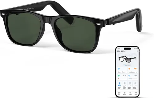 Miniatura 10 de GetD Lentes AI, traducción en tiempo real con IA en 147 idiomas, lentes de sol polarizados inteligentes de nailon, gafas de aviador Bluetooth