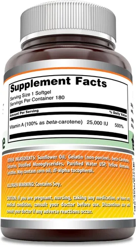 Miniatura 2 de Amazing Formulas Beta-Caroteno 25000 IU Suplemento de cápsulas blandas Sin OMG Sin gluten Fabricado en Estados Unidos