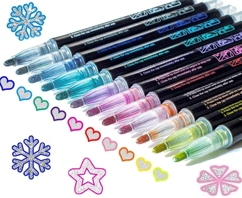 Miniatura 7 de Muchcute Marcadores Brillantes con Contorno Bolígrafos de Gel con Purpurina: 36 Rellenos para Calcetines Regalos para Preadolescentes y Adolescentes