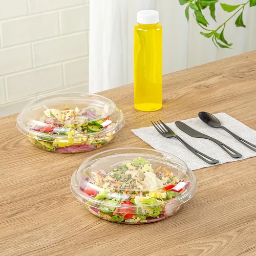Miniatura 6 de Restaurantware Thermo Tek - Platos para servir de 7.5 x 2.4 pulgadas con tapas, 100 bandejas desechables para verduras, redondas para fiestas