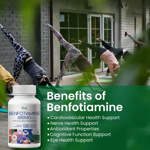 Miniatura 5 de VHC Suplemento de vitamina B1 Benfotiamina de 600 mg - 5 veces soluble en grasa tiamina vitamina B1 - Max Boost biodisponible tiamina B1 Niveles