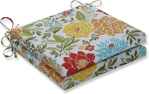 Miniatura 27 de Pillow Perfect Cojín floral brillante para silla de interior/exterior con lazos, 2 unidades, 15.5 x 18.5 pulgadas, azul/naranja Marlow