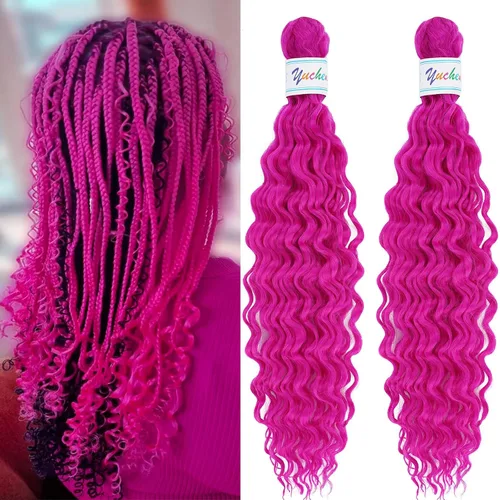 Miniatura 46 de Cabello para trenzar rizado ondulado negro 1B preestirado de onda oceánica profunda de ganchillo bohemio para trenzar de 16 pulgadas, 2 paquetes