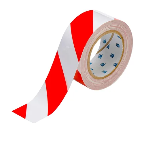 Miniatura 2 de Brady - 104318 ToughStripe Cinta de marcado de suelo con rayas diagonales no abrasivas, 100 pies de largo, 2 pulgadas de ancho, rojo sobre blanco