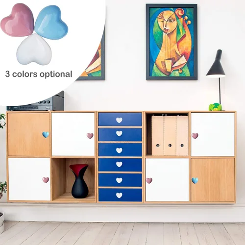 Miniatura 5 de Pomos de cerámica para cajones en forma de corazón, tiradores de armario con tornillos de 3 tamaños, pomos para muebles de cocina para armario, Rosa