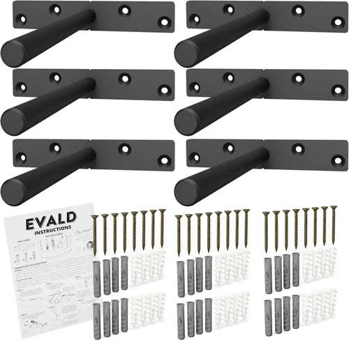EVALD Soporte de estante flotante resistente | Soporte para repisa de chimenea flotante de 6 pulgadas, soportes de estante ocultos y anclajes |