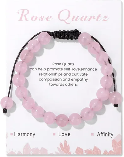 Miniatura 8 de Pulsera de cristal curativo para mujer de 8 mm de piedra natural con cuentas de cristal engarzadas, pulsera ajustable de gemas hecha a mano, joyería