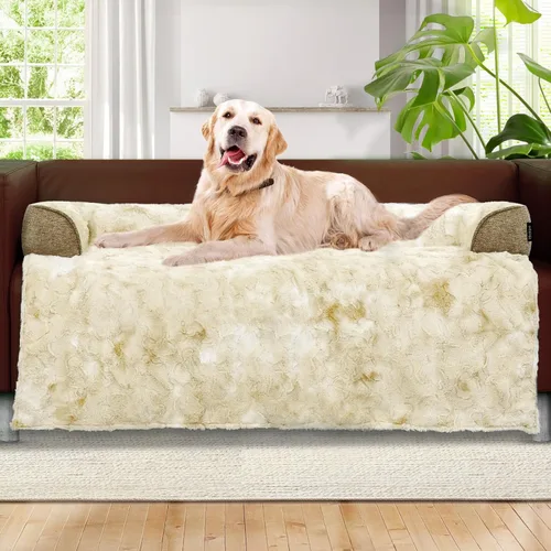 Miniatura 10 de Cama calmante para perros grande para sofá, funda de sofá extraíble de 41 x 37 pulgadas para perros, lavable, antideslizante y esponjosa de felpa