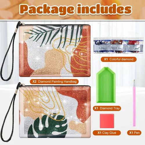 Miniatura 2 de Geyoga 2 Piezas Monederos de Pintura de Diamantes DIY 5D Pintura de Diamantes DIY Bolso de Mano Arte de Diamantes Bolso de Muñeca Clutch
