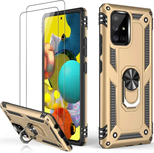 Miniatura 35 de LUMARKE Funda para Galaxy A51 4G con protector de pantalla, supera los 16 pies, probada en caídas, de grado militar, con soporte de anillo Rojo
