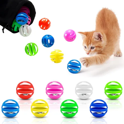 Miniatura 3 de Kasyat 21 bolas de plástico para gatos con campanas, juguetes para gatos, celosía para el interior del gatito, persecución de golpe, juguete