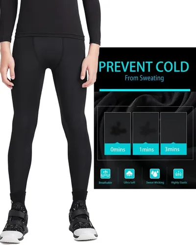 Miniatura 2 de HOPLYNN Paquete de 4 pantalones de compresión para niños y jóvenes, mallas atléticas, capa base debajo de los pantalones, equipo para deportes
