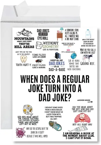 Andaz Press Tarjeta divertida jumbo para el día del padre de 8.5 x 11 pulgadas con sobre, variedad de bromas de papá, regalo del día del padre para