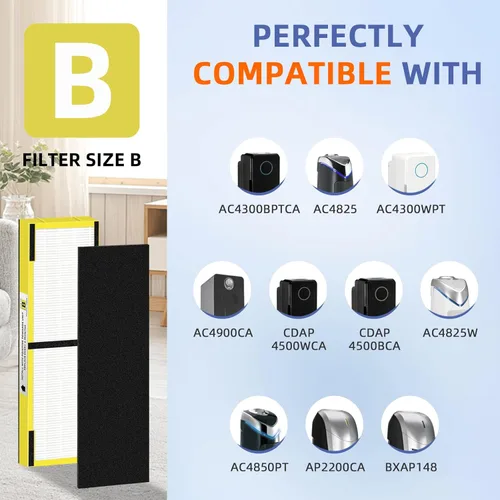 Miniatura 3 de Filtro HEPA FLT4825 B de Repuesto Compatible con Purificadores de Aire G-Guardian AC4825 AC4825E AC4825W AC4300 AC4800 AC4900 AC4850, 4 Filtros HEPA