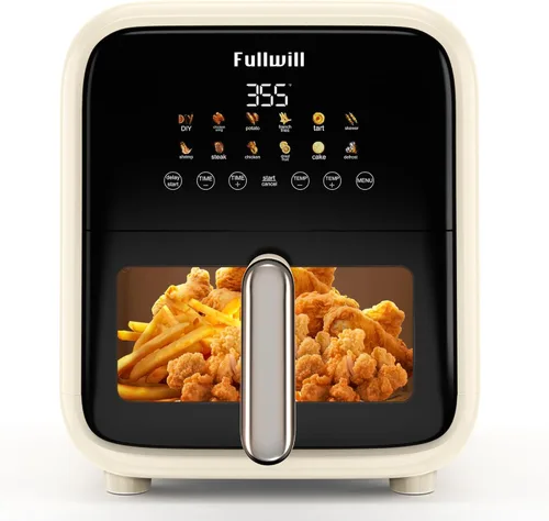 Miniatura 8 de Fullwill Freidora de aire 6QT con ventana visible, cesta antiadherente y apta para lavavajillas, freidora de aire multifunción 12 en 1, asar, Negro