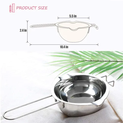 Miniatura 3 de Olla de acero inoxidable de doble caldera para derretir chocolate, dulces y velas (acero 18/8, capacidad de 2 tazas, 16.2 fl oz)