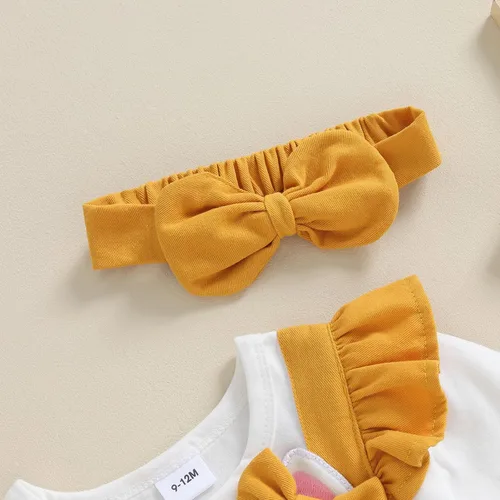 Miniatura 2 de Bonangber Ropa para bebé recién nacida, con volantes, manga larga, mameluco con diadema, lindo traje de otoño e invierno