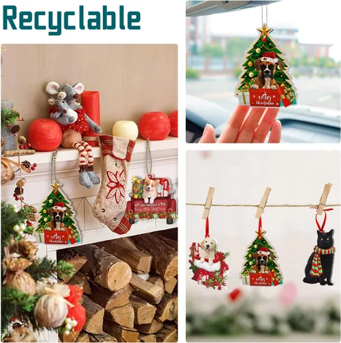 Miniatura 5 de Adornos de perro boxer para árbol de Navidad, adorno de aluminio boxer, decoración de Navidad 2023 para amantes de los boxeadores, mamá de perro