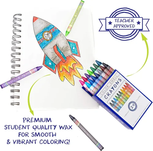 Miniatura 9 de Color Swell Paquete de 24 crayones – no tóxicos, ideales para niños, estudiantes, adultos y actividades en el aula