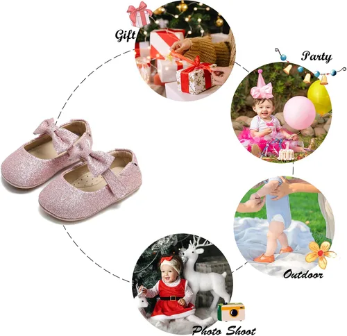Miniatura 127 de Felix & Flora Zapatos de bebé de suela suave - Zapatos de bebé para caminar, mocasines, suela de goma, zapatos de cuna