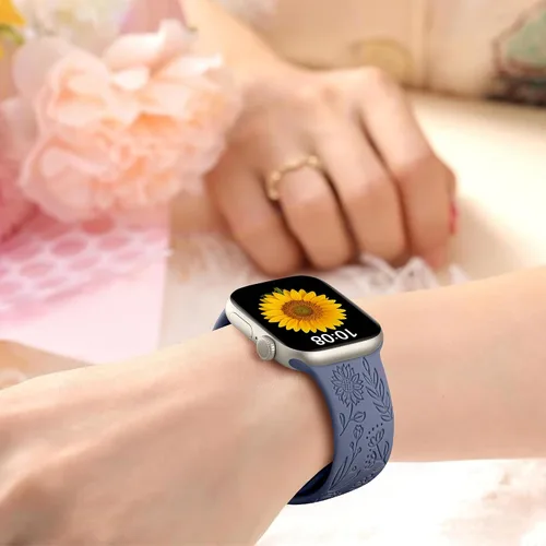 Miniatura 6 de SNBLK Paquete de 6 correas florales grabadas compatibles con Apple Watch de 40mm 41mm 42mm 38mm 44mm 45mm 46mm 49mm, mujeres y hombres, correa