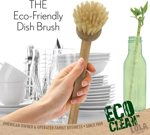 Miniatura 2 de LOLA Eco Clean Cepillo de bambú para platos, multiusos, mango de bambú renovable ergonómico sostenible, fibras son botellas de soda/agua recicladas