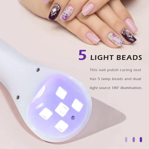 Miniatura 4 de Luz UV de mano para uñas de gel, mini lámpara de uñas portátil con flash LED, esmalte de curado de uñas recargable, secado rápido, máquina de secado