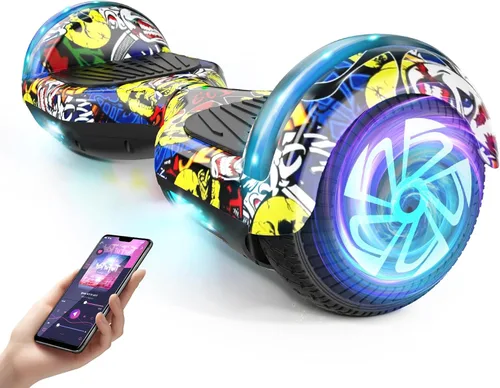 SISIGAD Scooters for Kids Ages 7-12, with Built-in Bluetooth Speaker and 6.5" Colorful Lights Wheels, Safety Certified Self Balancing Scooter