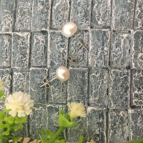 Miniatura 7 de Pendientes de perlas de plata de ley 925 con perlas cultivadas en agua dulce para mujer, tamaño a elegir