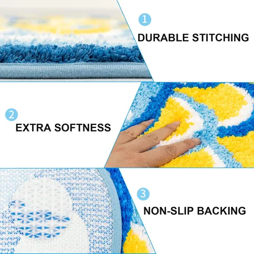 Miniatura 4 de Bonita alfombra de baño Koi de pez azul, antideslizante, de dibujos animados, divertidas, alfombras de baño y tapetes absorbentes para niños