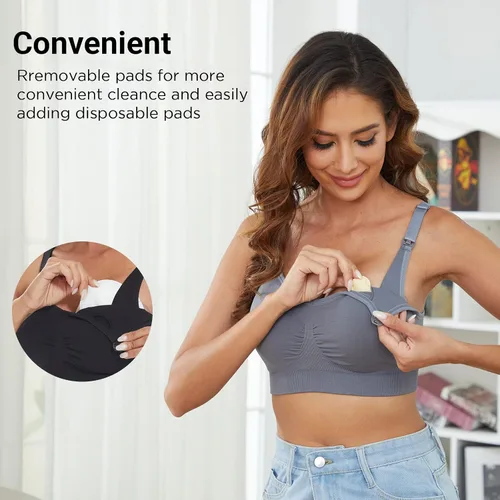 Miniatura 5 de Bodorma Nursing Maternity Bras for Breastfeeding Seamless Bralette Wireless Sleep Full Bust Bra with Extra Extenders- 3Pack