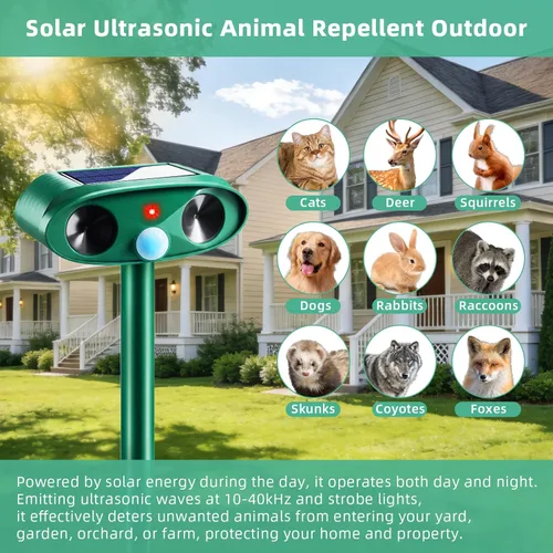Miniatura 2 de Paquete de 2 repelentes solares ultrasónicos de animales para exteriores, repelente de ciervos Sonic Fortress Pro, resistente a la intemperie