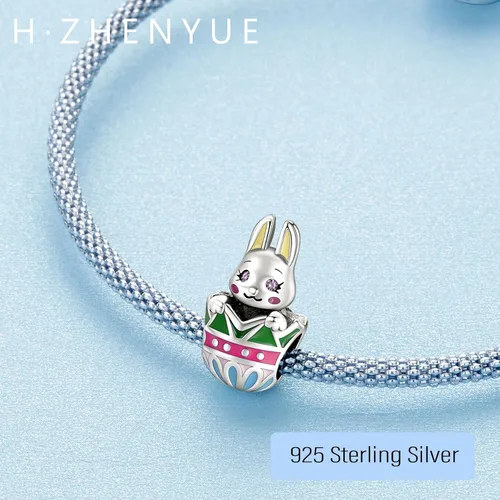 Miniatura 8 de Dijes de plata de ley 925 de dibujos animados de pato, ratón, oso, elefante, dragón chino, cuentas colgantes para pulseras y collares, joyería