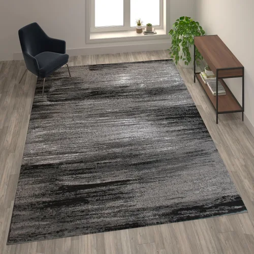 Miniatura 25 de Flash Furniture Rylan Collection - Alfombra contemporánea de olefinas azules, de pelo alto, 2 x 10 pies, respaldo de yute, pasillo, entrada