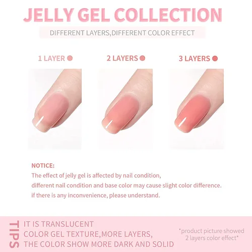 Miniatura 6 de Vishine Manicura Francesa Gel de Uñas Blanco Francés Rosa Pálido Juego de 4 Piezas, Gel UV LED Capa Base Capa Superior Kit de Inicio