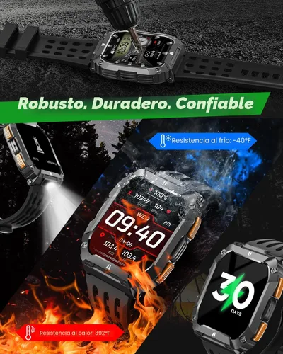 Miniatura 4 de Relojes inteligentes para hombre (luz láser y batería de 100 días), reloj de fitness de 1.95 pulgadas: reloj inteligente militar impermeable