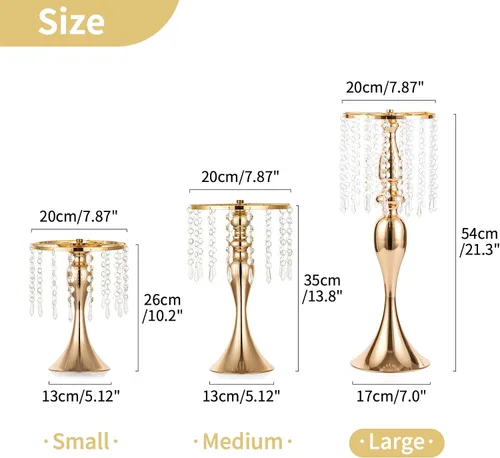 Miniatura 5 de 2 piezas de 54 cm de alto soporte de flores de cristal para boda, camino de flores de plomo, soportes de flores centrales de metal para mesas