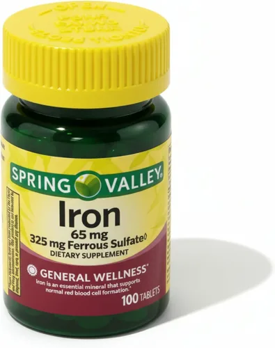 Hierro 65 mg – 100 comprimidos, suplemento de sulfato ferroso de 325 mg, pastillas veganas, Hierro para Mujeres, vitaminas diarias de hierro,