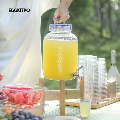 Miniatura 3 de EGGKITPO Dispensadores de bebidas de 1.5 galones con grifo y elegante soporte para fiestas, dispensador de limonada de policarbonato con soporte