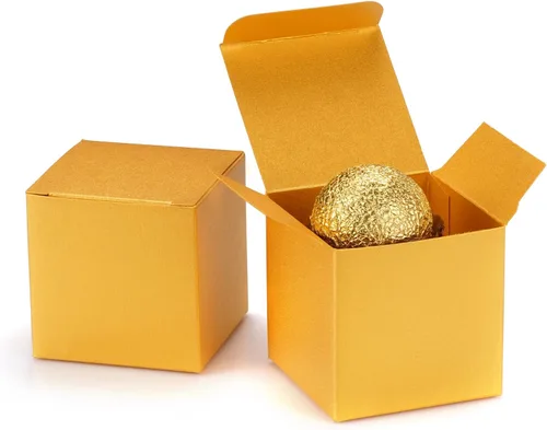 Miniatura 21 de Quotidian Cajas de regalo plegables de papel perlado italiano vintage con purpurina y tapas, de 3 x 3 x 3 pulgadas (7.6 x 3.0 x 3.0 x 3.0 in)