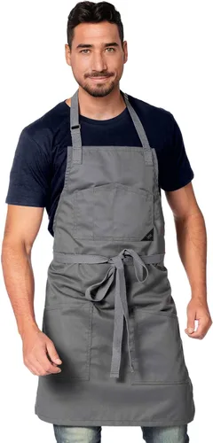Miniatura 6 de Under NY Sky Delantal de chef – Sarga profesional gris real – Correas de algodón – Bolsillos inteligentes – Ajustable para hombres y mujeres