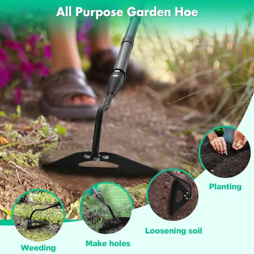 Miniatura 6 de Azada de jardín para deshierbe, azada de deshierbe resistente para eliminación rápida de malezas y césped, aflojamiento del suelo, excavación