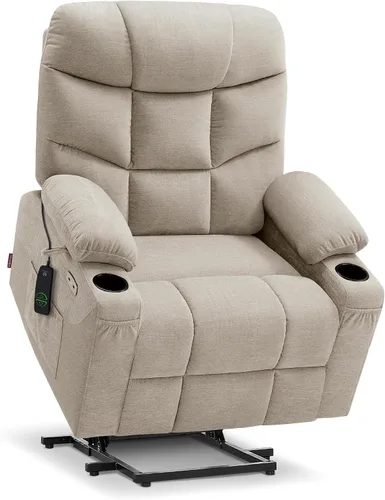 Miniatura 26 de MCombo Silla reclinable Power Lift con reposapiés extendido para personas mayores, tela 7287 (marrón, mediano)