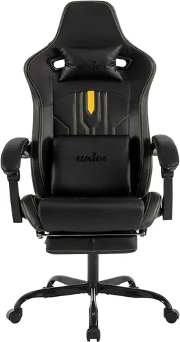Miniatura 8 de Silla de juegos con reposapiés, silla ergonómica para computadora, cojín lumbar de masaje, silla de videojuegos de carreras, silla reclinable