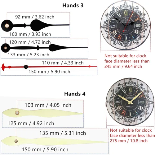 Miniatura 5 de TIKROUND 12888 Kit de Reemplazo de Piezas de Reparación para Mecanismo de Reloj de Pared de Cuarzo DIY, Movimiento Silencioso de Barrido, Grosor