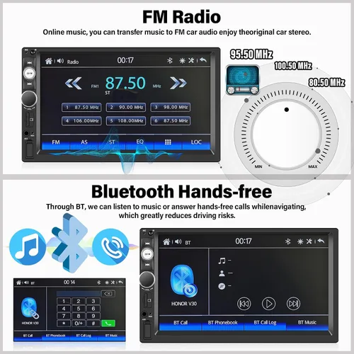 Miniatura 3 de UNITOPSCI Estéreo de auto de doble DIN con Apple CarPlay y Android Auto Bluetooth, pantalla táctil de 7 pulgadas, radio de auto de 2 DIN
