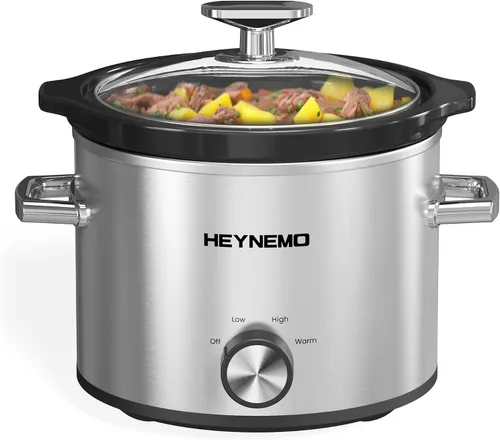 Miniatura 11 de HEYNEMO Olla de cocción lenta pequeña de 2 cuartos de galón, 3 temperaturas ajustables, olla de cerámica mejorada, fácil limpieza, reducción