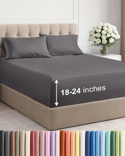 Miniatura 72 de Sábanas King divididas con bolsillos extra profundos, sábanas transpirables y refrescantes de 5 piezas, sábanas de lujo para hotel, suaves, sin 22